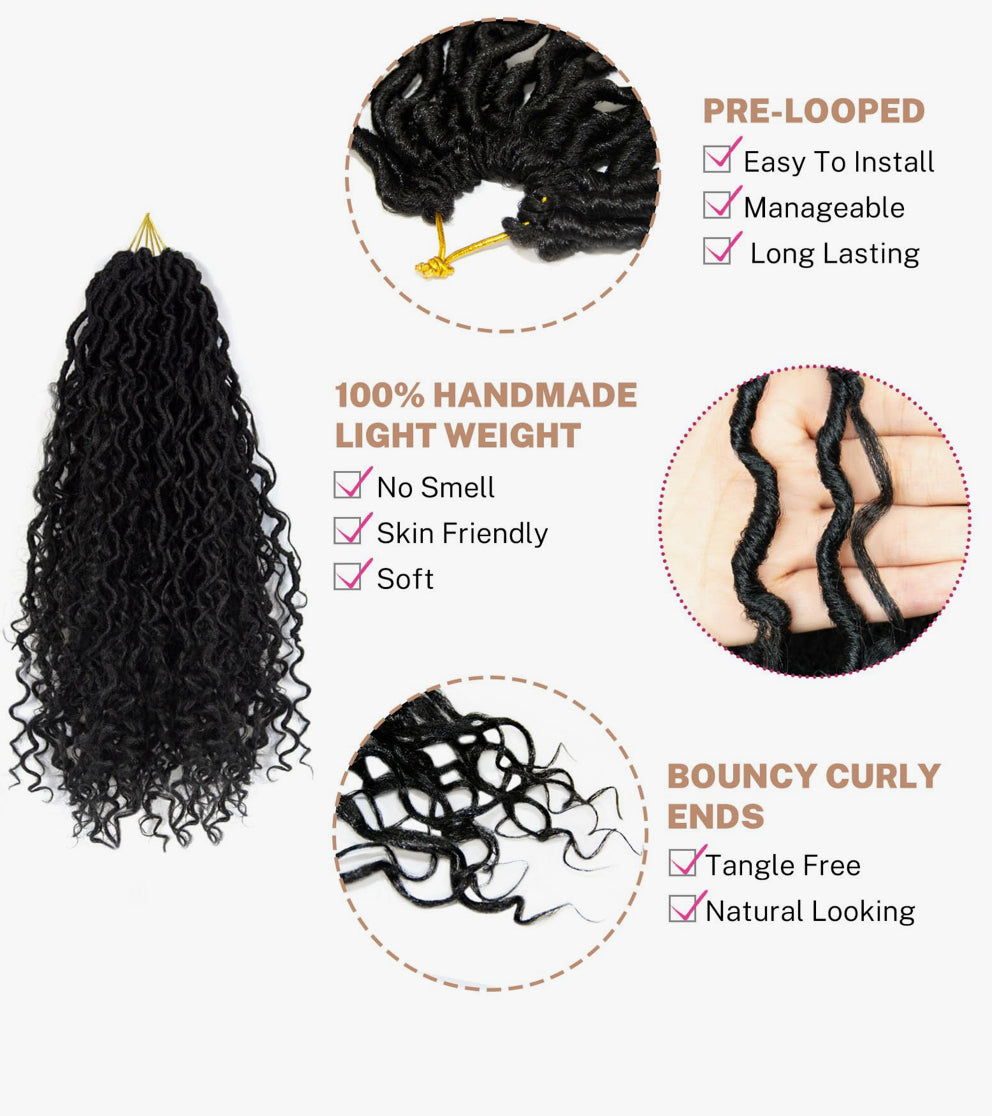 Cocktail Ombre Curly Faux Locs Crochet Hair Extensions