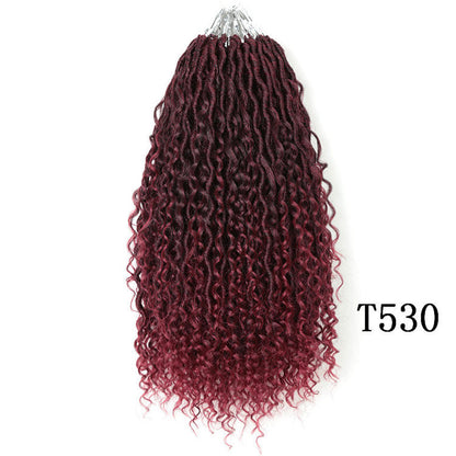 Cocktail Ombre Curly Faux Locs Crochet Hair Extensions