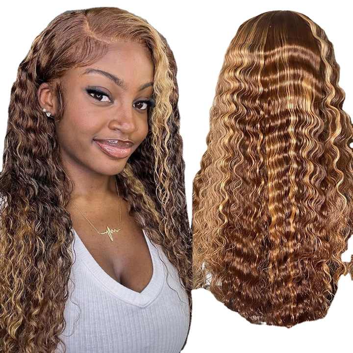 Ombre Deep Wave HD Lace Front Wig – Kinky Curl Silk Base Glueless Wig