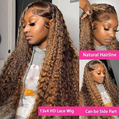 Ombre Deep Wave HD Lace Front Wig – Kinky Curl Silk Base Glueless Wig