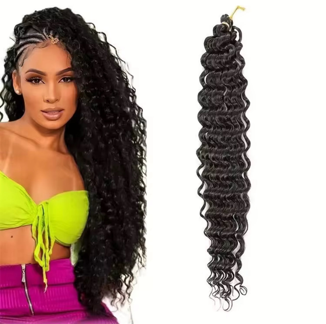 Ocean Wave Crochet Hair 22 Inch 1 Pack 1b Natural Black Deep Wave Crochet Hair Wavy Braiding Hair Curly Crochet Hair For Black Women